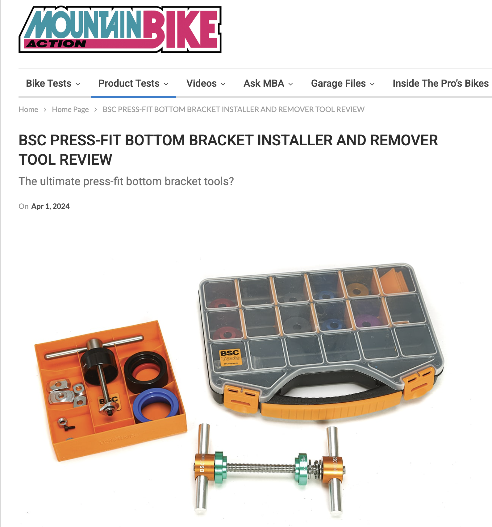 Mountain Bike Action Review - BSCTools Pressfit BB Remover and Installer